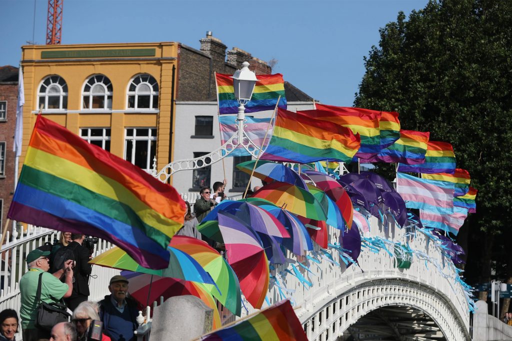 Rainbow flags in Dublin Pride