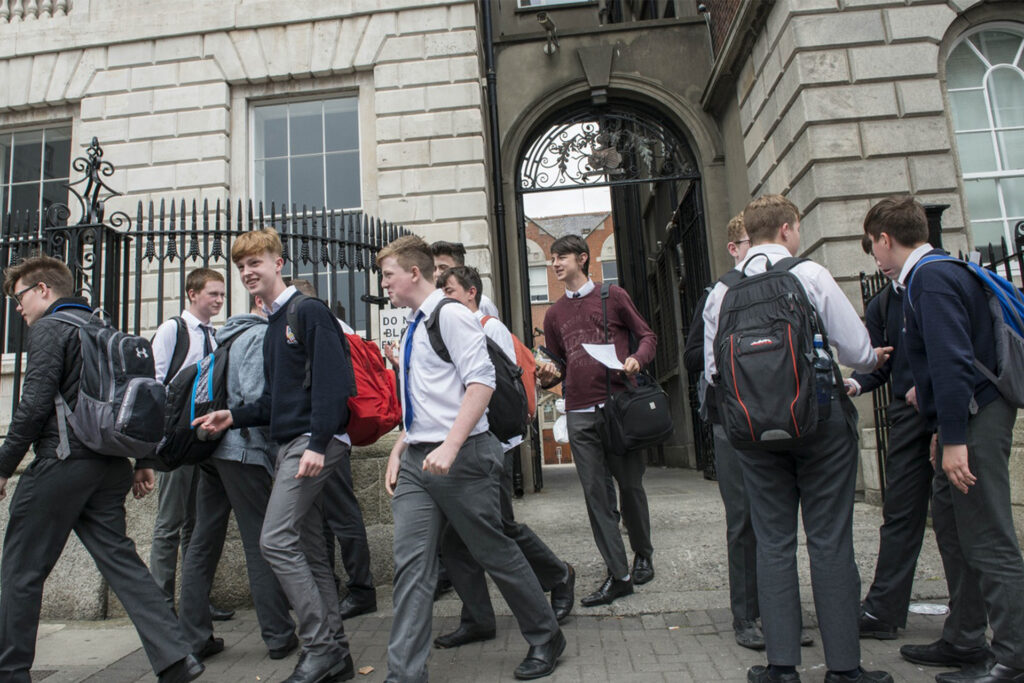 Fig. 5. Students exiting Belvedere college onto Great Denmark St.