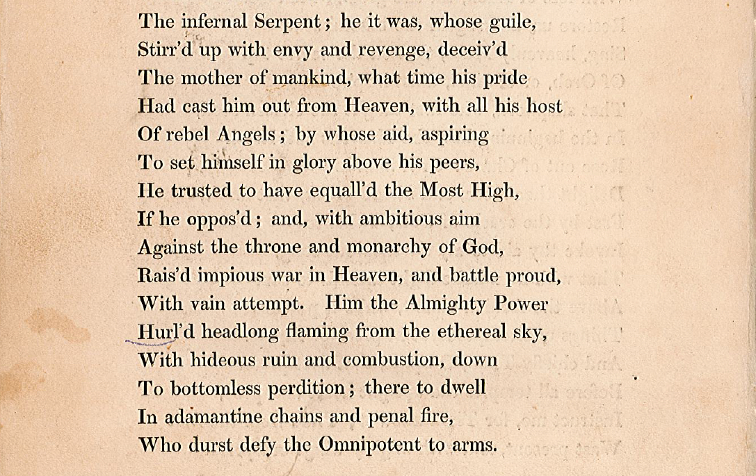 Fig. 3. Milton, John, The Paradise Lost (1833), Book I, lines 34-49.