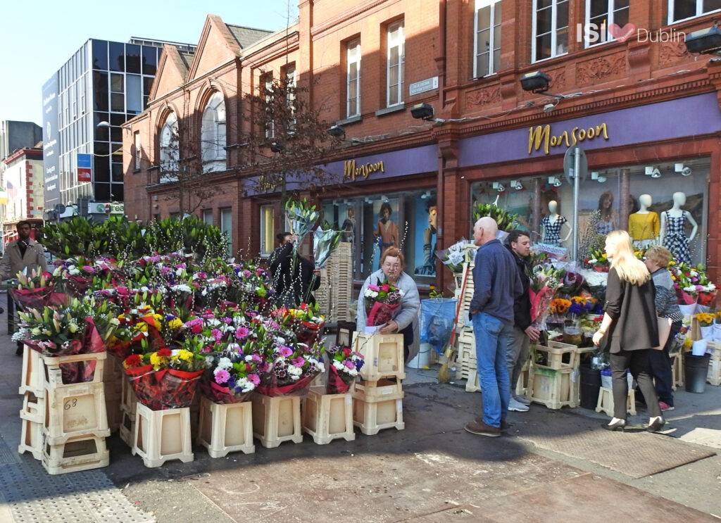 dublino,,irlanda.,fiori,bancarella,strada